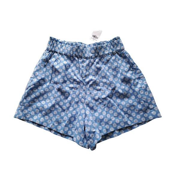 Abercrombie & Fitch Pants - New Abercrombie & Fitch Womens Blue Floral Linen Blend Elastic Waist Shorts XS